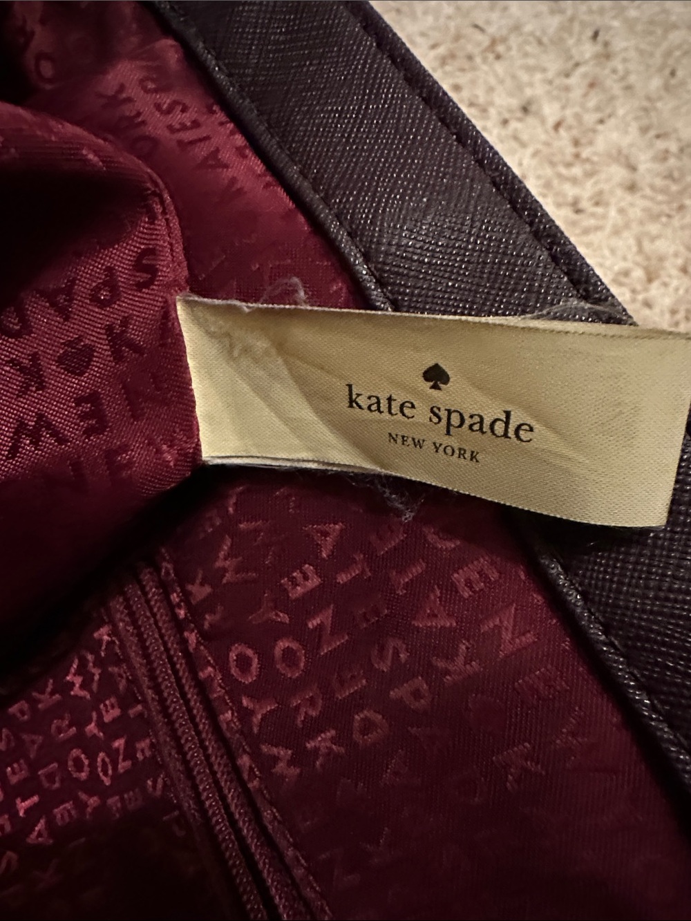 kate spade plum leather tote in wine - Picture 12 of 14
